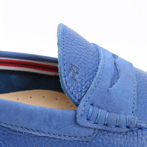 Grained Electric Blue Leather/Royal Blue Nubuck
