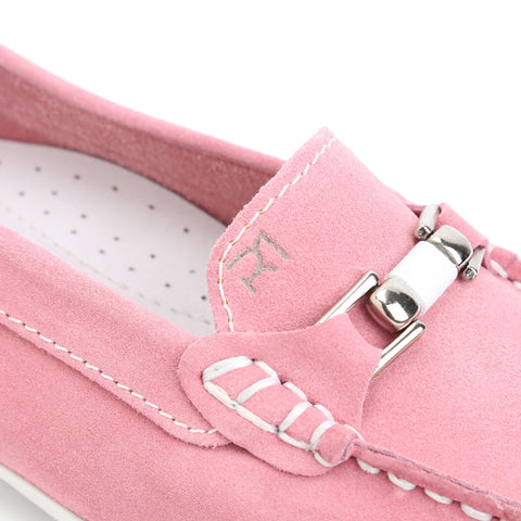 Pink Suede/White Leather Trim