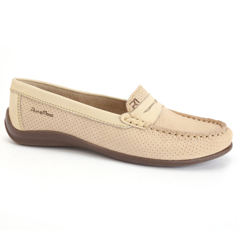 Beige Perforated Leather/Bright Beige Leather